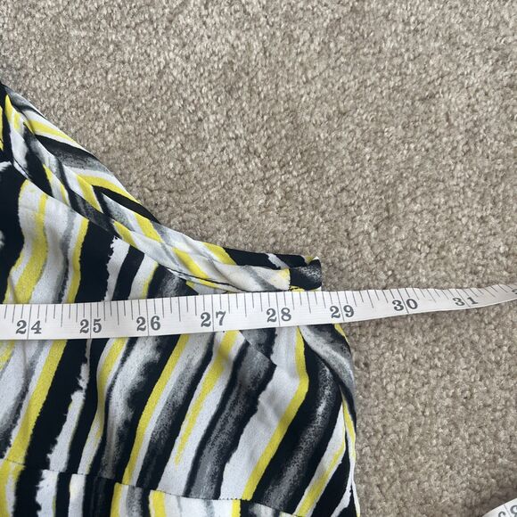 Catherines Midi Dress Womens 4X Sleeveless Striped Overlay Split Black Yellow - Picture 6 of 7